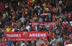 Huddersfield Town V Arsenal 2017-18 Prints: Arsenal Fans Honor Arsene Wenger with Banners at Huddersfield Match