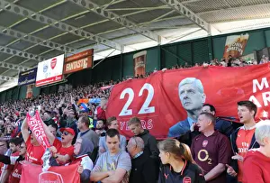 Huddersfield Town V Arsenal 2017-18 Prints: Arsenal Fans Honor Arsene Wenger with Banners at Huddersfield Match