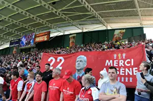 Huddersfield Town V Arsenal 2017-18 Prints: Arsenal Fans Honor Arsene Wenger with Banners at Huddersfield Match