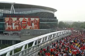 Arsenal v Wigan Athletic 2009-10 Collection: Arsenal fans leave the stadium after the match