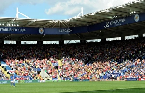 Leicester City V Arsenal 2014-15 Prints: Arsenal fans. Leicester City 1: 1 Arsenal. Barclays Premier League. The King Power Stadium