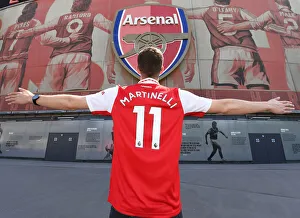 Arsenal V Everton 2021-22 Prints: Arsenal Fans in New Shirts Await Match vs