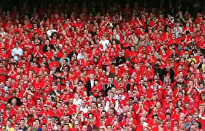 Arsenal fans in the North Bank. Arsenal 4: 2 Wigan Athletic