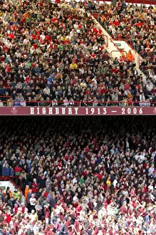 Arsenal Fans in the North Bank near the Highbury 1913 - 2006 banner