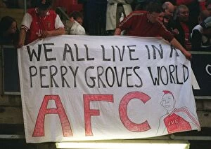 Arsenal fans with a Perry Groves banner. Arsenal 1:0 Southampton. The F