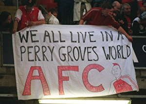Arsenal fans with a Perry Groves banner. Arsenal 1:0 Southampton. The F Arsenal fans with a Perry Groves banner. Arsenal 1:0 Southampton. The F