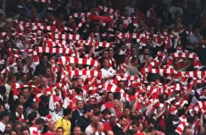 Arsenal v Sparta Prague 2007-08 Collection: Arsenal fans with their scarves