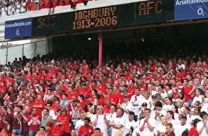 Images Dated 11th May 2006: Arsenal fans under the scoreboard. Arsenal 4: 2 Wigan Athletic