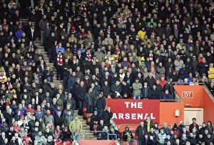 Southampton v Arsenal 2012-13 Collection: Arsenal fans. Southampton 1: 1 Arsenal. Barclays Premier League. St. Marys Stadium