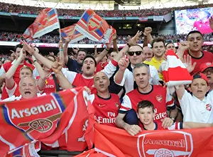 Arsenal fans in the stadium after the match. Arsenal 3: 2 Hull City. FA Cup Final