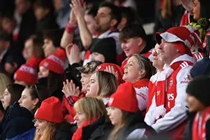 Arsenal Women V Leeds United Women - FA Cup 2023 Prints: Arsenal Fans in Full Support: FA Cup Fourth Round Clash Against Leeds Ladies