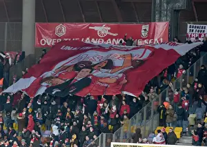 BATE Borisov V Arsenal 2018-19 Prints: Arsenal Fans Show Support for Unai Emery at BATE Borisov vs Arsenal - UEFA Europa League Round of 32 (First Leg)