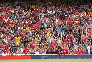Arsenal V Celtic 2010-11 Prints: Arsenal Fans in Unison: Mexican Wave Amidst Arsenal's 3:2 Victory over Celtic in the Emirates Cup Pre-Season