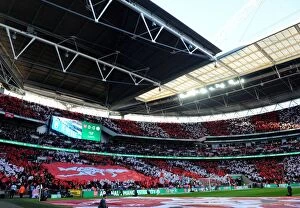 Images Dated 25th February 2018: Arsenal Fans Unite: Carabao Cup Final at Wembley - A Sea of Flags