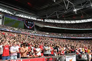 Arsenal V Manchester City - Community Shield 2023-24 Prints: Arsenal Fans Unwavering Passion: A Sea of Red at the 2023 Community Shield vs Manchester City