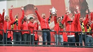 Images Dated 31st May 2015: Arsenal FC: 2014-15 FA Cup Victory Parade - Celebrating Our Triumph