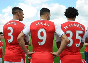 1st Team Photocall 2016-17 Prints: Arsenal FC 2016-17 First Team: Kieran Gibbs, Lucas Perez, Mohamed Elneny