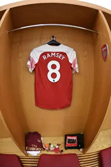 Arsenal FC: Aaron Ramsey's Empty Jersey in the Changing Room Before Arsenal v Southampton (2018-19)