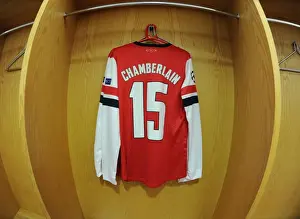 Arsenal V Bayern Munich 2013-14 Prints: Arsenal FC: Alex Oxlade-Chamberlain's Championship-Ready Kit in Emirates Stadium Changing Room