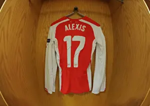 Arsenal V Anderlecht 2014/15 Prints: Arsenal FC: Alexis Sanchez's Hanging Kit - Arsenal v RSC Anderlecht