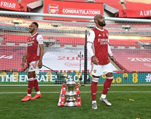 Images Dated 2nd August 2020: Arsenal FC: Aubameyang and Lacazette Lift FA Cup After Arsenal's Victory Over Chelsea