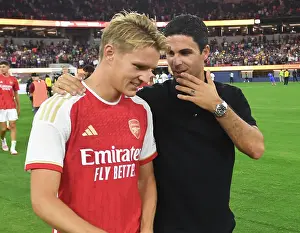 Arsenal and FC Barcelona: Mikel Arteta and Martin Odegaard Post-Match at 2023 Pre-Season Friendly in Inglewood