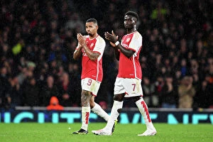 Images Dated 20th September 2023: Arsenal FC Bid Farewell: Gabriel Jesus and Bukayo Saka Applaud Emirates Fans vs PSV Eindhoven