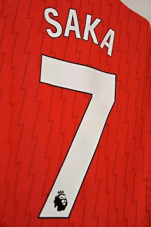 Arsenal V Crystal Palace 2023-24 Prints: Arsenal FC: Bukayo Saka's Match-Ready Shirt in the Arsenal Dressing Room (2023-24)