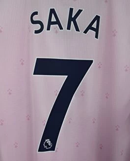 Crystal Palace v Arsenal 2022-23 Collection: Arsenal FC: Bukayo Saka's Shirt in Arsenal Changing Room before Crystal Palace Match (2022-23)