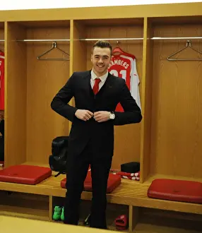 Arsenal V Middlesbrough - FA Cup 2014-15 Prints: Arsenal FC: Calum Chambers in the Home Changing Room before FA Cup Fifth Round vs Middlesbrough