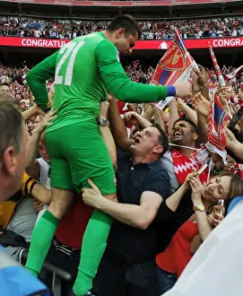 Arsenal V Hull City - FA Cup Final 2014 Prints: Arsenal FC: Celebrating FA Cup Victory with Lukasz Fabianski at Wembley Stadium