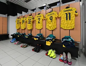 Arsenal FC in the Changing Room Before Vitoria Guimaraes UEFA Europa League Clash