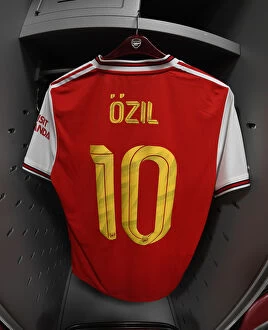 Images Dated 15th July 2019: Arsenal FC at Commerce City: Mesut Ozil's Jersey in the Arsenal Changing Room
