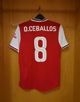 Arsenal FC: Dani Ceballos Hanging Shirt in Emirates Cup Home Changing Room (Arsenal v Olympique Lyonnais, 2019-20)