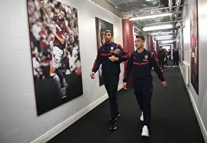 West Ham United V Arsenal 2019-20 Prints: Arsenal FC: Emiliano Martinez and Gabriel Martinelli Pre-Match at West Ham United