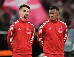 Arsenal V FK Bodo/Glimt 2022-23 Prints: Arsenal FC: Fabio Vieira and Marquinhos Sharing a Moment Before Arsenal v FK Bodo/Glimt