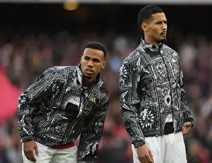 Arsenal FC: Gabriel Magalhaes and William Saliba Pre-Match at Emirates Stadium (Arsenal v Brighton & Hove Albion 2023-24)