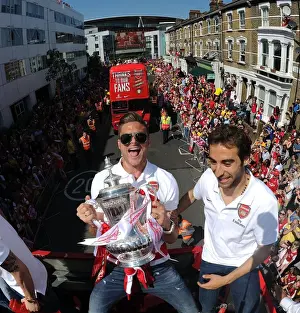 Arsenal Trophy Parade 2014 Prints: Arsenal FC: Giroud and Flamini Celebrate FA Cup Victory (2014)