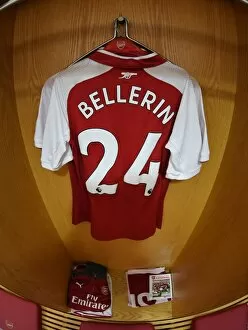 Arsenal v Leicester City 2017-18 Collection: Arsenal FC: Hector Bellerin's Emirates Stadium Jersey in the Home Changing Room