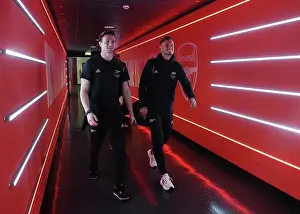 Arsenal FC: Holding and White Pre-Match Huddle vs AFC Bournemouth, Premier League 2022-23