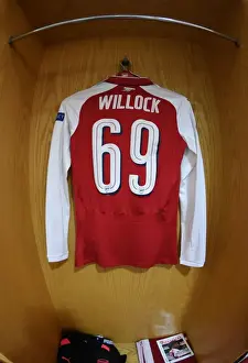 Arsenal FC: Joe Willock's Shirt in the Changing Room Ahead of Arsenal v BATE Borisov UEFA Europa League Match