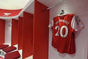 Images Dated 1st March 2023: Arsenal FC: Jorginho's Empty Shirt in Arsenal Changing Room before Arsenal v Everton (2022-23)