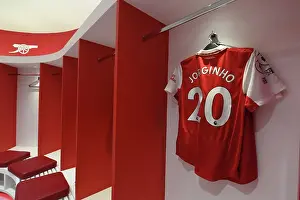 Arsenal FC: Jorginho's Empty Shirt in Arsenal Changing Room before Arsenal v Everton (2022-23)