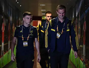 Arsenal FC: Kieran Tierney and Rob Holding Pre-Match Huddle vs Standard Liege, UEFA Europa League 2019-20