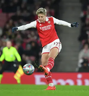 Arsenal Women V Olympique Lyonnais 2022-23 Prints: Arsenal FC: Kim Little's Focus and Determination Before Champions League Clash with Olympique Lyonnais (2022-23)