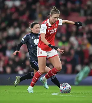 Arsenal Women V Olympique Lyonnais 2022-23 Prints: Arsenal FC: Kim Little's Focus and Determination Before UEFA Champions League Match against Olympique Lyonnais