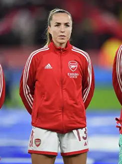 Arsenal FC: Kim Little's Steady Gaze of Determination in the Changing Room Before Arsenal vs. Olympique Lyonnais (UEFA Women's Champions League, 2022-23)