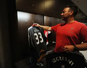 Arsenal V Everton - Asia Trophy 2015-16 Prints: Arsenal FC: The Kit Man's Preparation for Battle against Everton at the 2015 Barclays Asia Trophy in Singapore