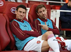 Arsenal V Southampton 2018-19 Prints: Arsenal FC: Koscielny and Monreal Pre-Match Huddle vs Southampton FC