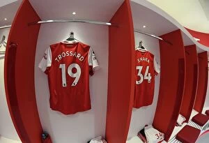 Images Dated 1st March 2023: Arsenal FC: Leandro Trossard's Shirt in Emirates Changing Room before Arsenal v Everton (2022-23)